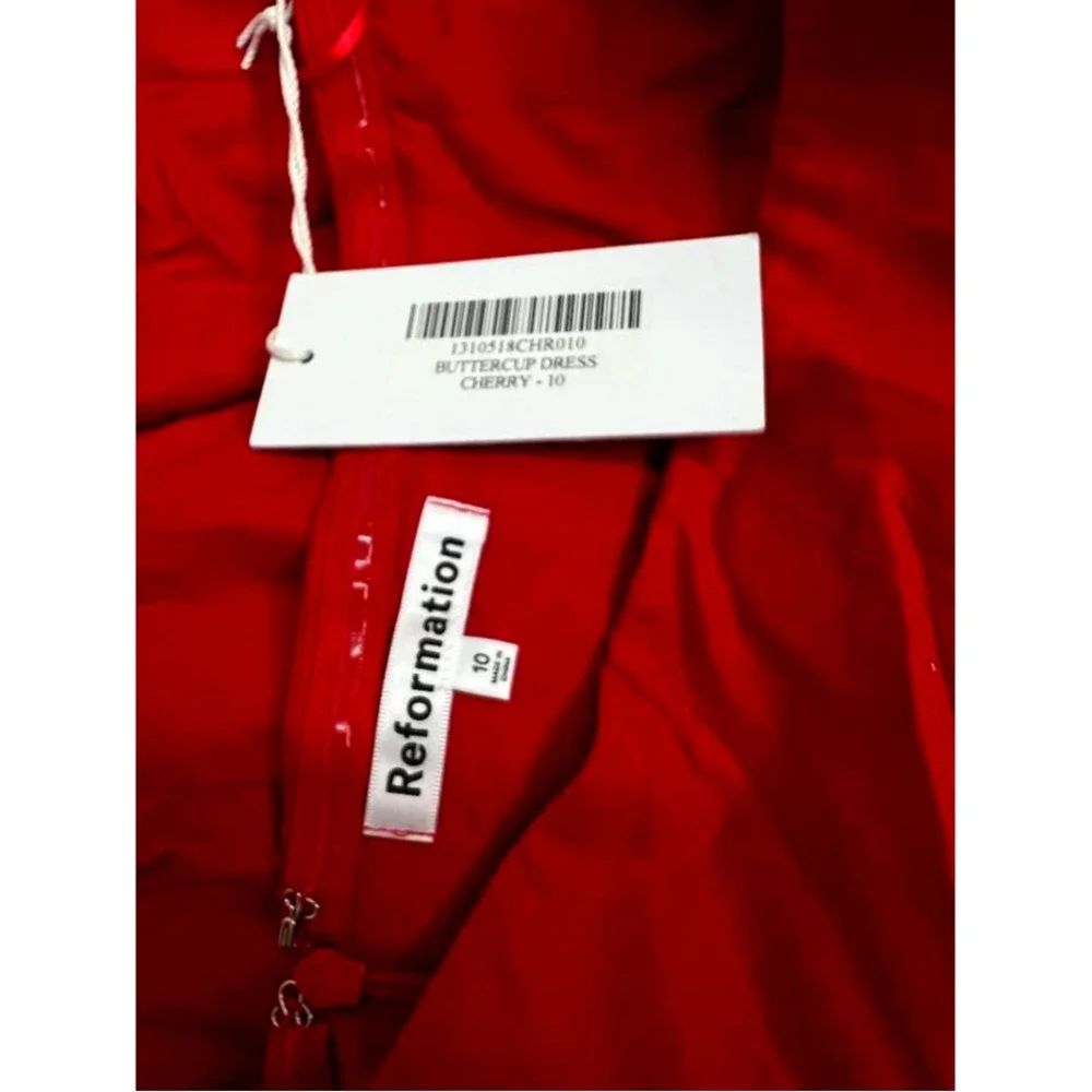 NWT! Reformation Fit & Flare Buttercup Strapless Midi Dress Cherry SIZE-10 - Picture 7 of 7